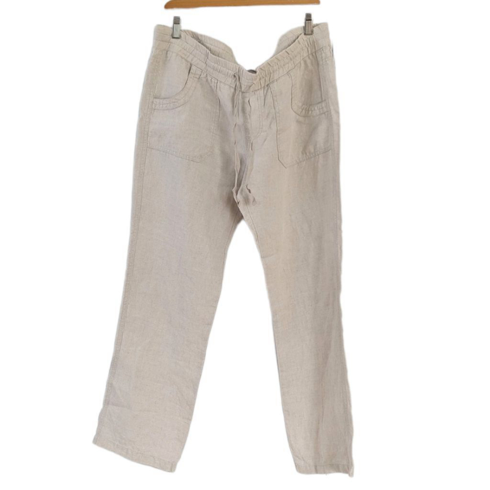 Simons twik wide leg 100% linen natural beige color size 13 @A4
